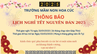 Thông báo nghỉ tết nguyên đán năm Ất Tỵ 2025